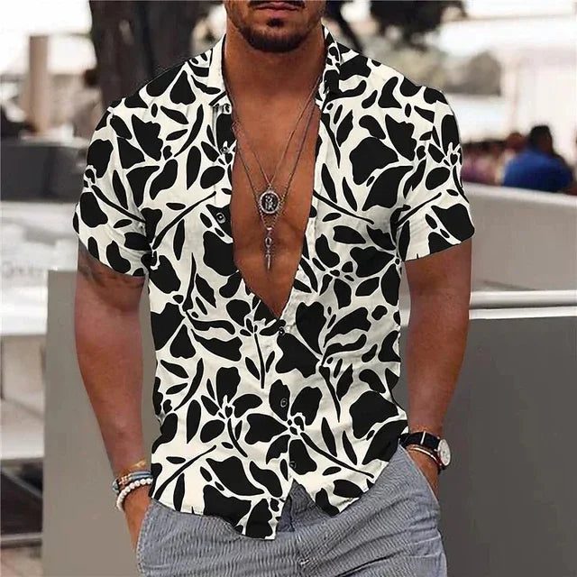 Men's 3D Leaf Print Hawaiian Shirt 2024