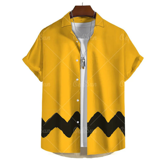 Men's Yellow Oversized Hawaiian Shirt for Summer