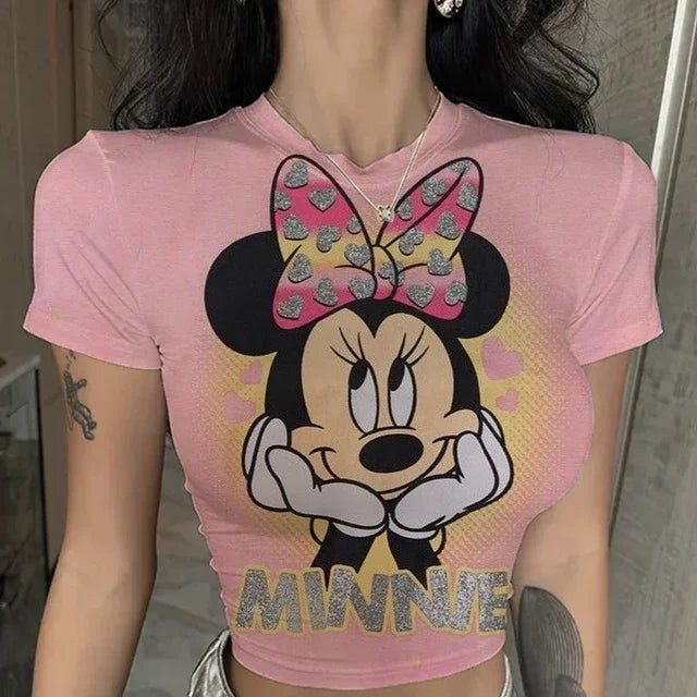 Trendy Y2K Minnie Mouse Cropped T-Shirt
