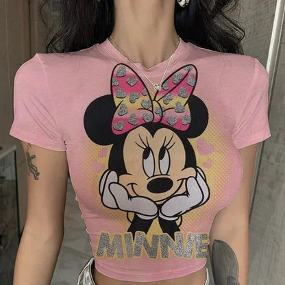 Trendy Y2K Minnie Mouse Cropped T-Shirt
