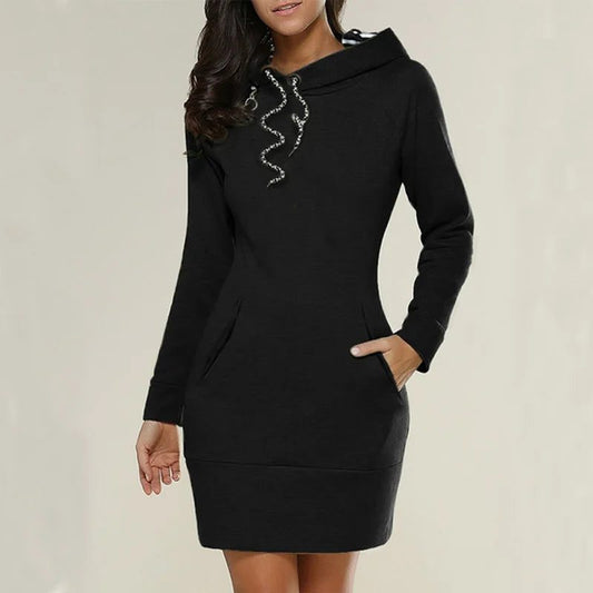 Women Long Sleeve Hoodie Sweater Dress