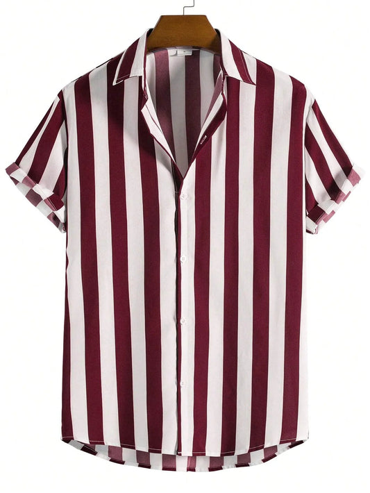 Men's Casual Hawaiian Shirts with 3D Stripes