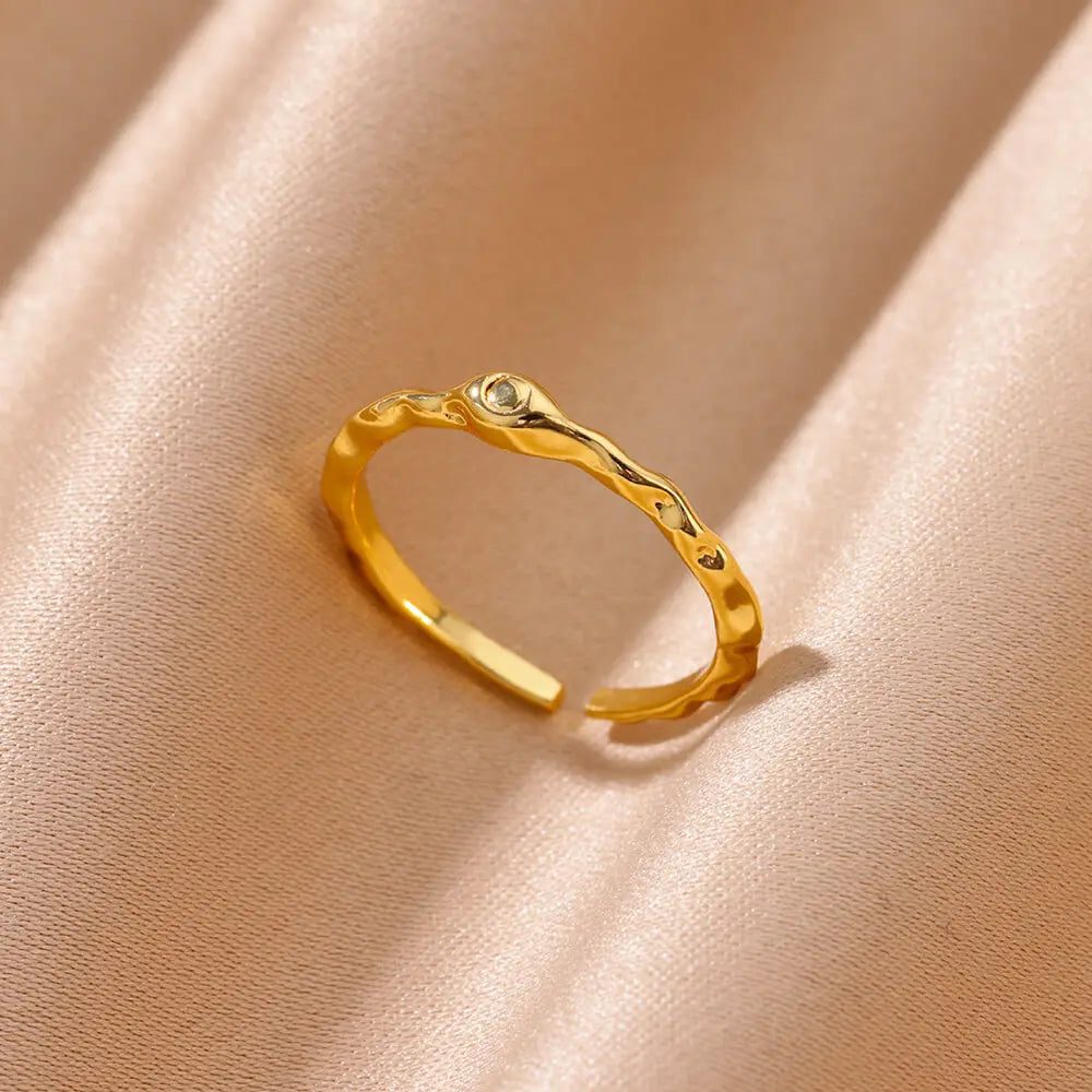 Vintage Gold Adjustable Stainless Steel Rings