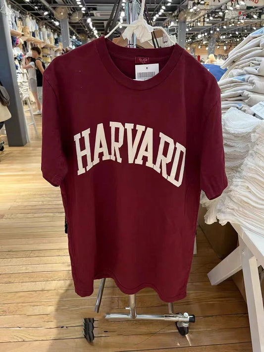 Vintage Harvard Red Cotton T-Shirt for Women