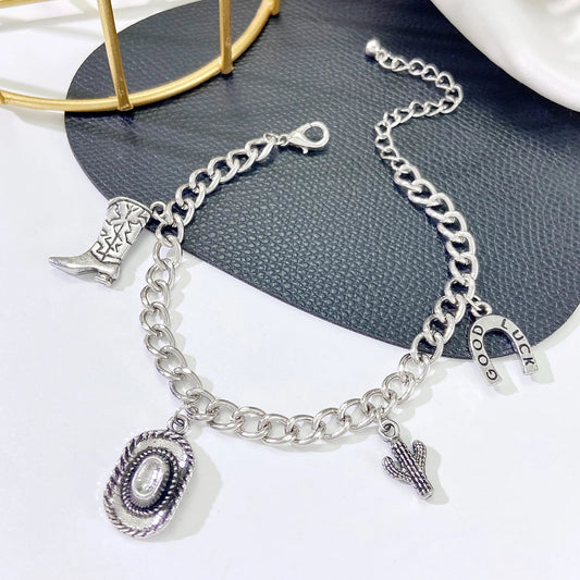 Western Cowboy Charm Bracelet for Men Women