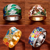 Luxury Green Leaf Enamel Women's Ring