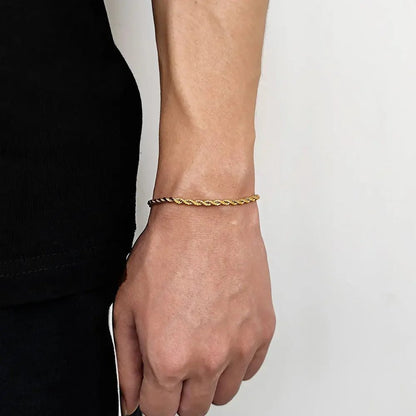 Waterproof Gold Twisted Rope Chain Bracelet