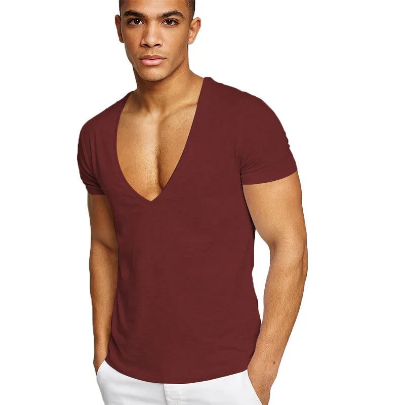 Men's Deep V Neck Casual T-Shirts