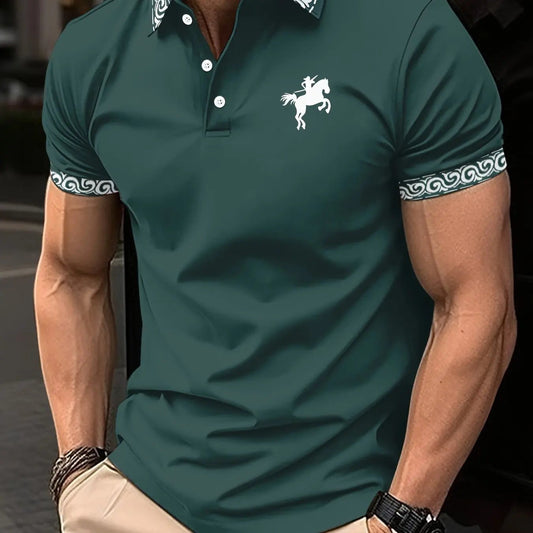 Vintage 3D Printed Polo Shirt for Men