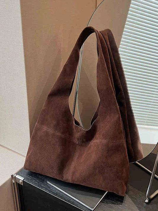 2024 Vintage Brown Faux Suede Shoulder Bag