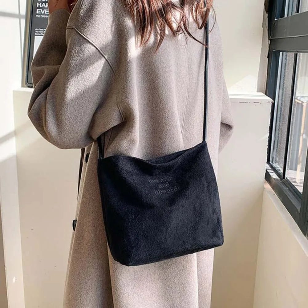 Large Suede Bucket Bag with Adjustable Strap