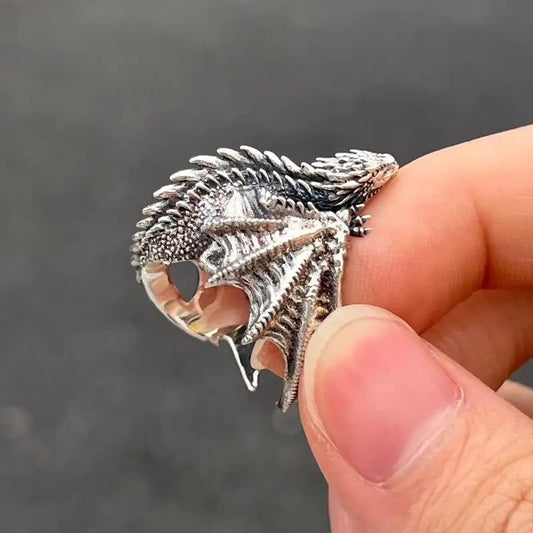 Gothic Dragon Rings with Adjustable Pterosaur Wings