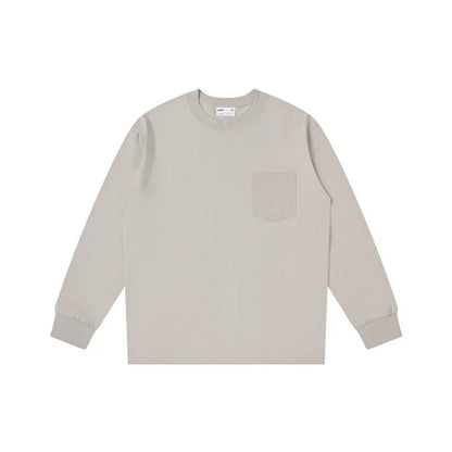 Unisex Oversize Cotton Pocket Long Sleeve T-Shirt
