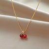 Vintage Stainless Steel Cherry Necklace for Women
