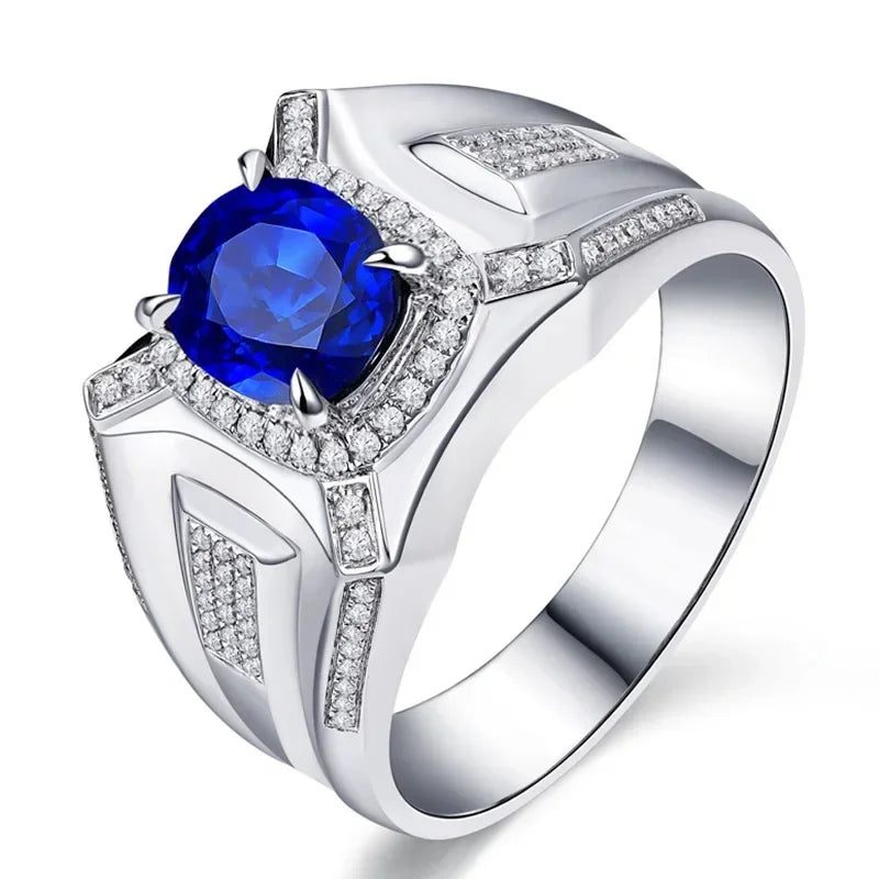 Vintage Men's Sapphire Diamond Engagement Ring