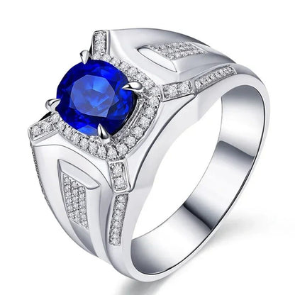 Vintage Men's Sapphire Diamond Engagement Ring