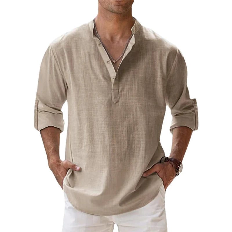 2023 Men's Breathable Linen Long Sleeve Shirt