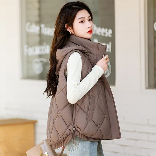 Women’s Warm Down Cotton Hooded Vest