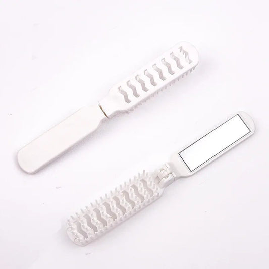 Portable Foldable Hair Brush with Mirror