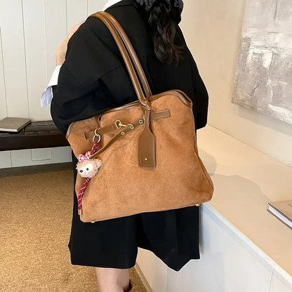 Large Faux Suede Shoulder Bag for Women