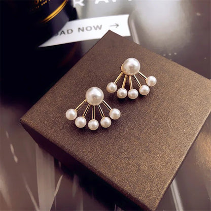Elegant Double Imitation Pearl Stud Earrings