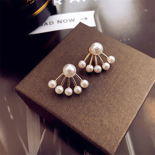 Elegant Double Imitation Pearl Stud Earrings