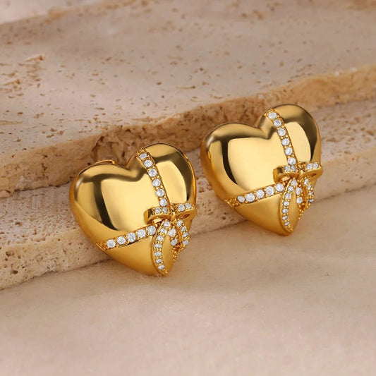 Waterproof Gold Starfish Heart Claw Earrings