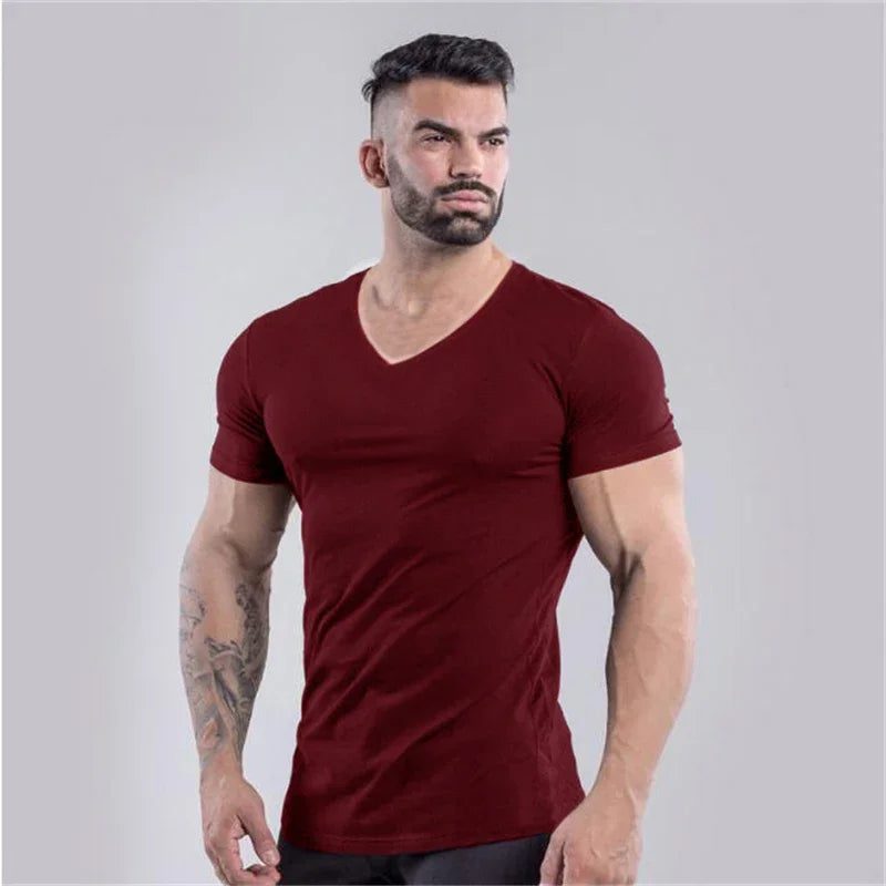 Men's Slim Fit V-Neck Cotton T-Shirt