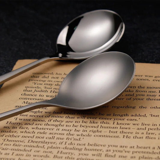 Elegant Retro Matte Stainless Steel Silver Spoon