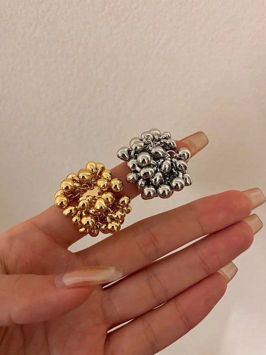 Vintage Metal Beads Open Ring for Women