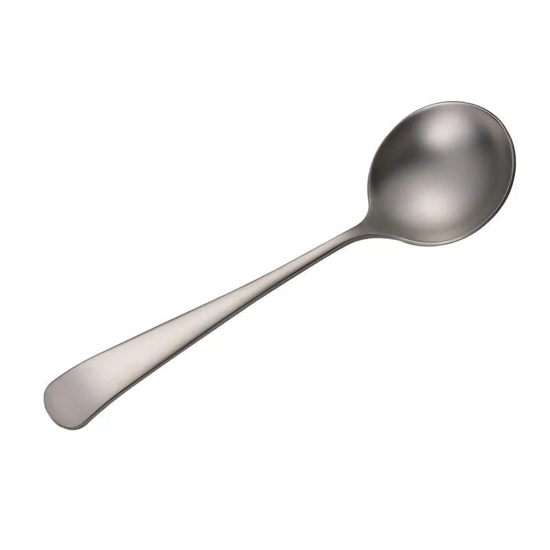 Elegant Retro Matte Stainless Steel Silver Spoon