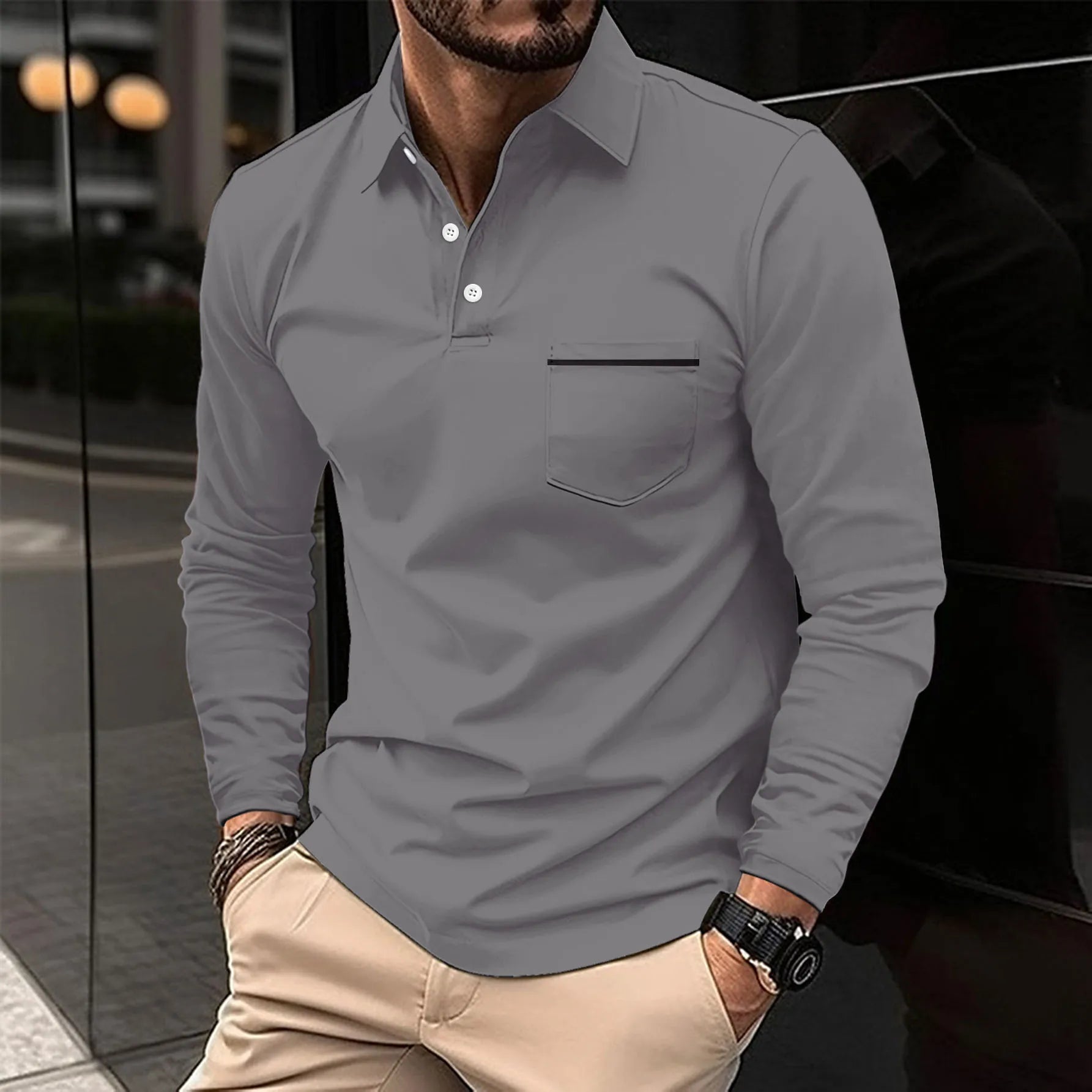 2024 Men's Casual Long Sleeve Pocket T-Shirt