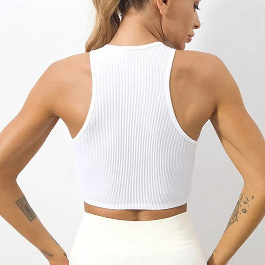 Seamless Rib Knit Yoga Crop Top
