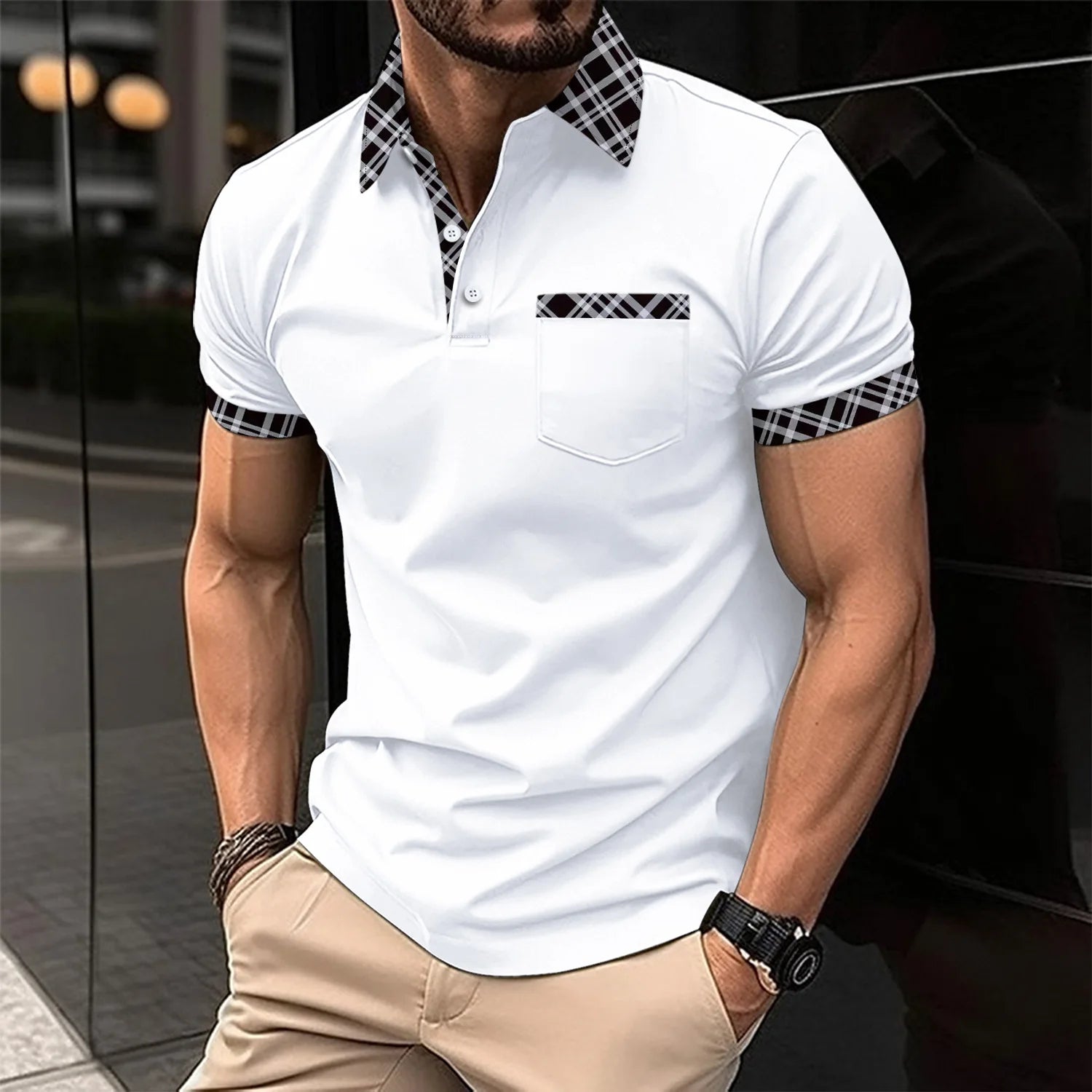 Men's Casual Polo Shirt with Pocket