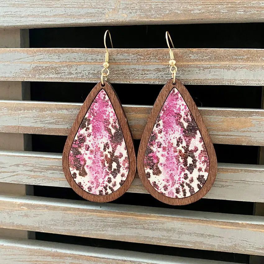 Western Cactus Bull Teardrop Earrings for Women