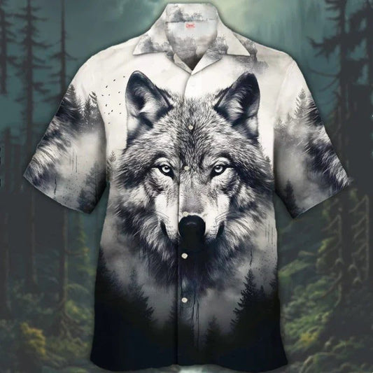 3D Wolf Print Hawaiian Shirt for Men