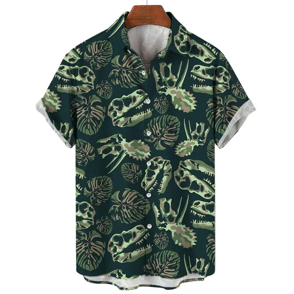 Men's 3D Dinosaur Print Hawaiian Shirts Summer