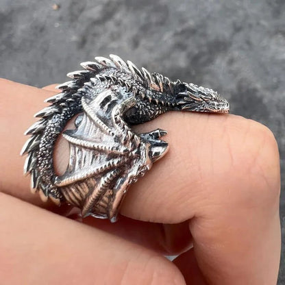 Gothic Dragon Rings with Adjustable Pterosaur Wings