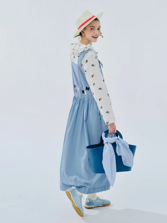 2024 Women's Cotton Letter Strap Dress