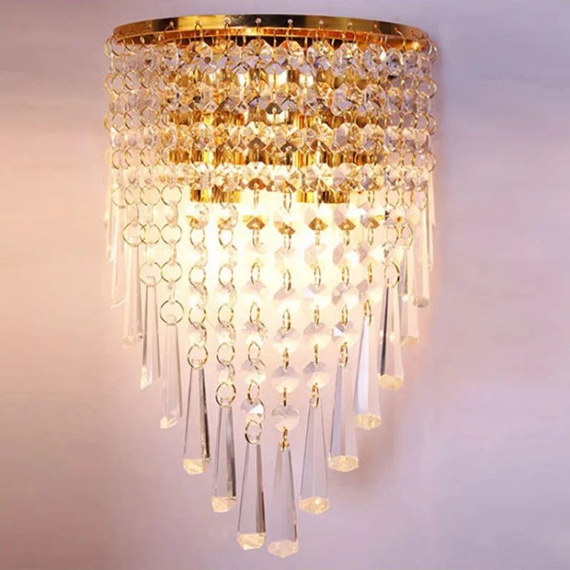 Elegant Gold Crystal Wall Light Fixture