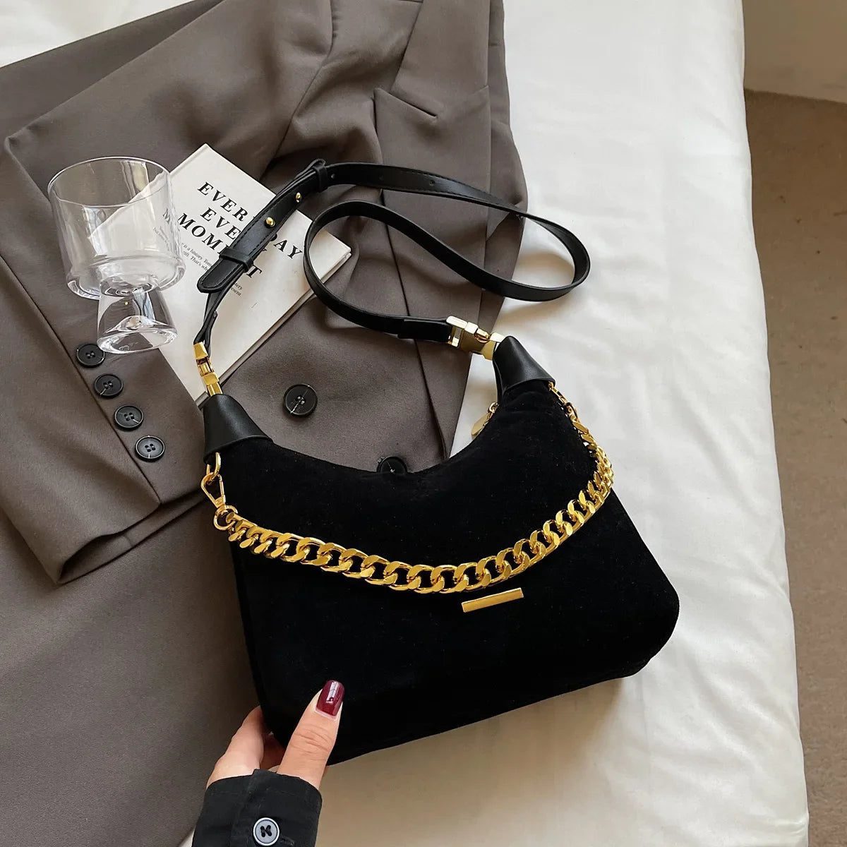 2024 Winter Y2K Faux Suede Shoulder Bag