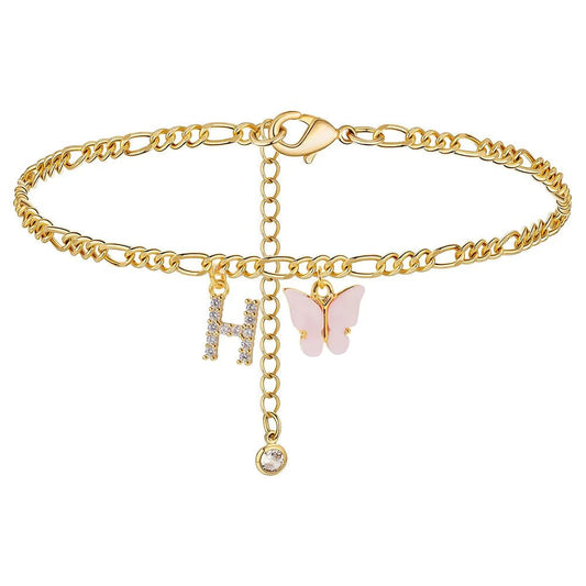 Waterproof Initial Letter Anklets for Women