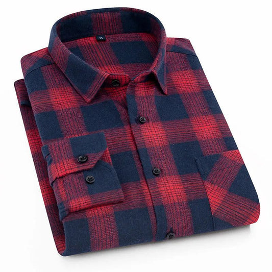 Men's Red Checkered Flannel Shirt 2024