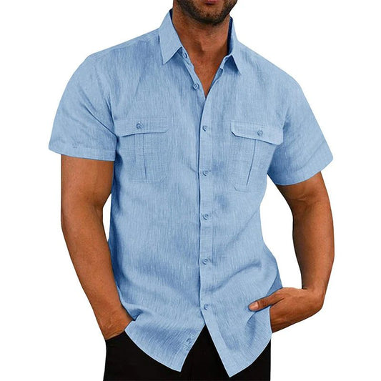 Men's Linen Short Sleeve Casual Shirt