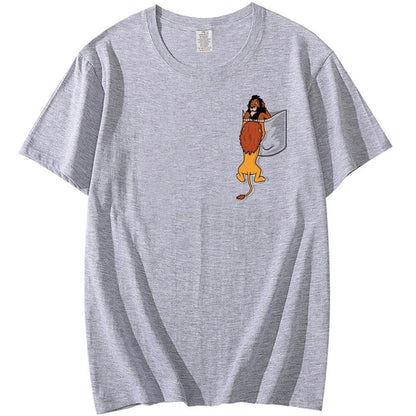 Men's Oversized Pocket T-Shirt with Lion Print