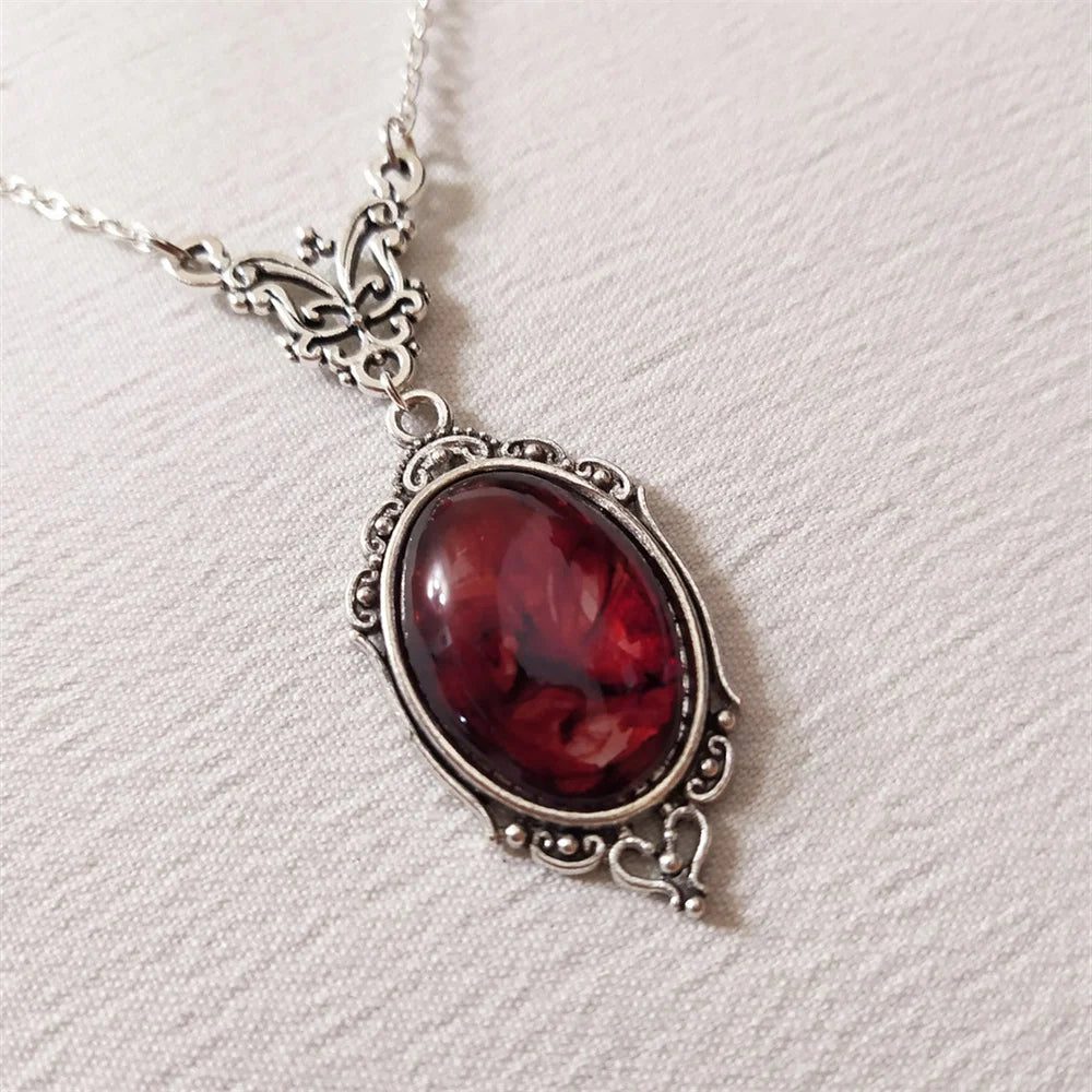 Gothic Blood Red Quartz Vintage Choker Necklace