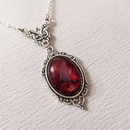 Gothic Blood Red Quartz Vintage Choker Necklace