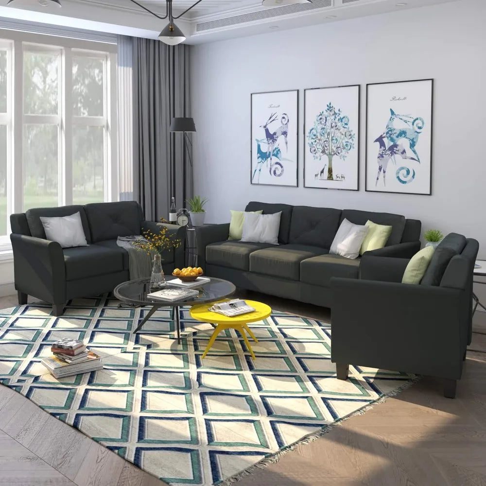 Modern 3-Piece Sectional Sofa Set for Living Room