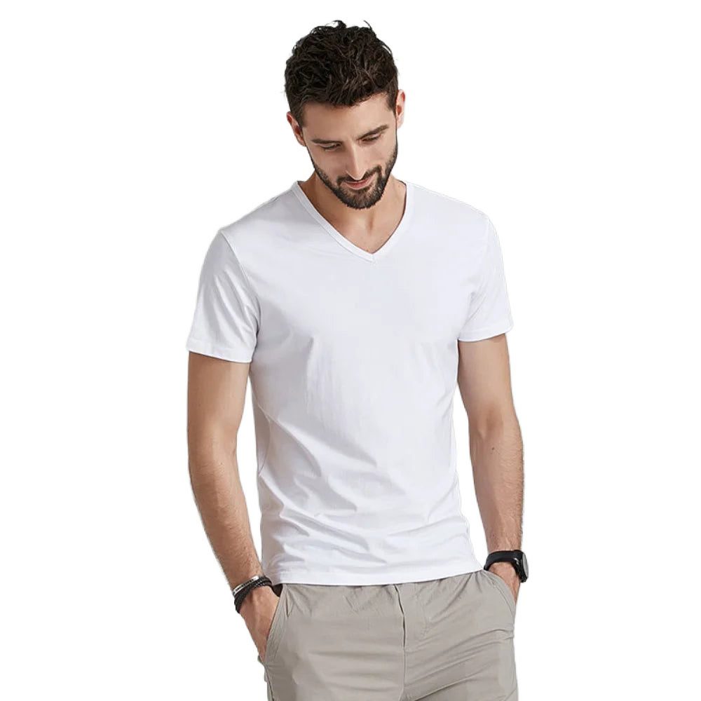 Men's V-Neck T-Shirts: Luxury Ice Silk