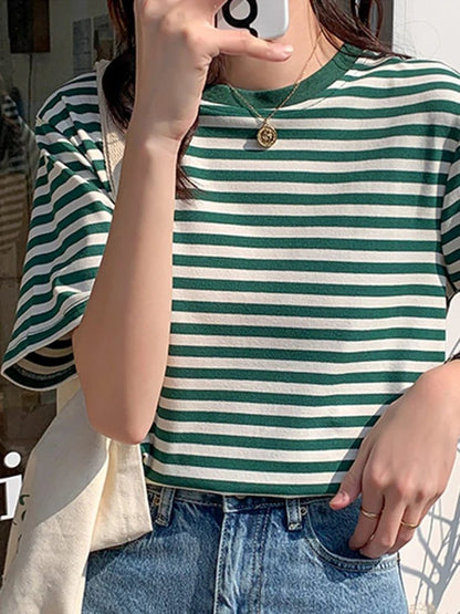 Vintage Striped T-Shirt for Women Summer